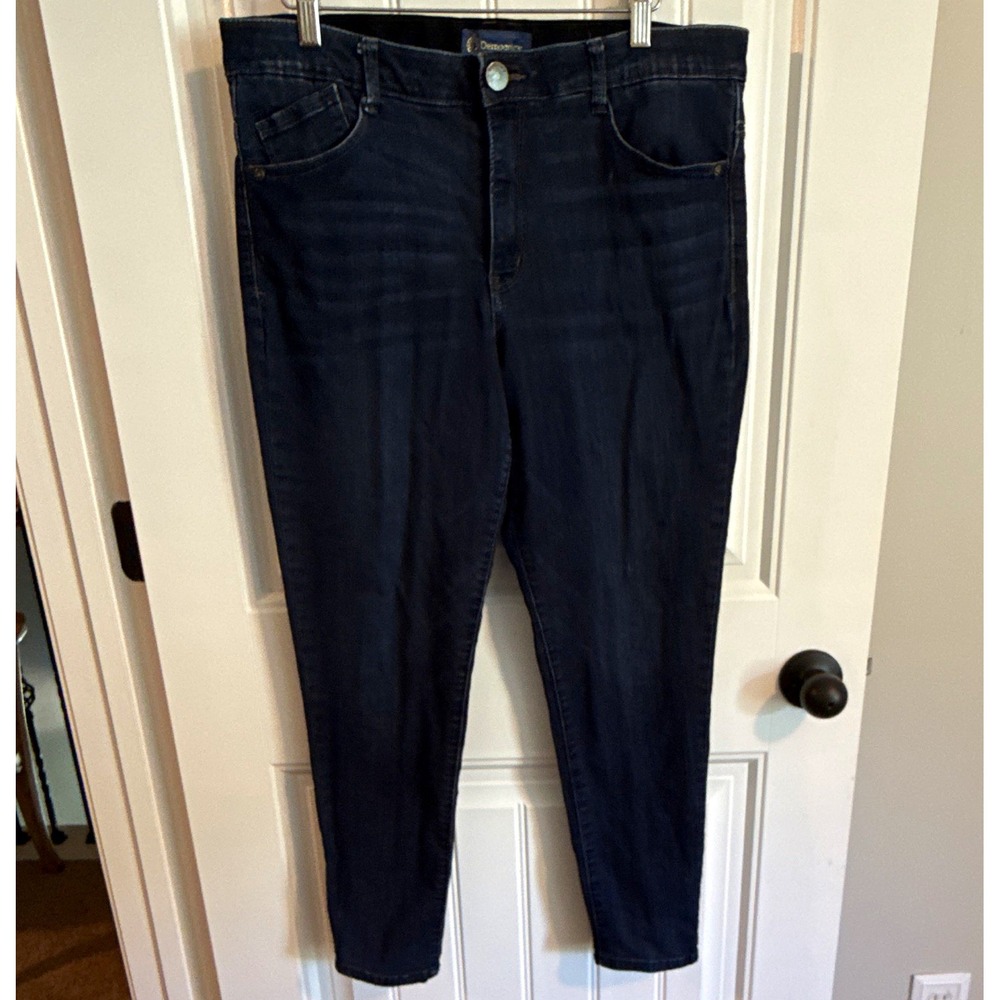 Democracy Women's Skinny Jeans Blue Dark Wash Stretch Denim Button Zip 5-Pocket